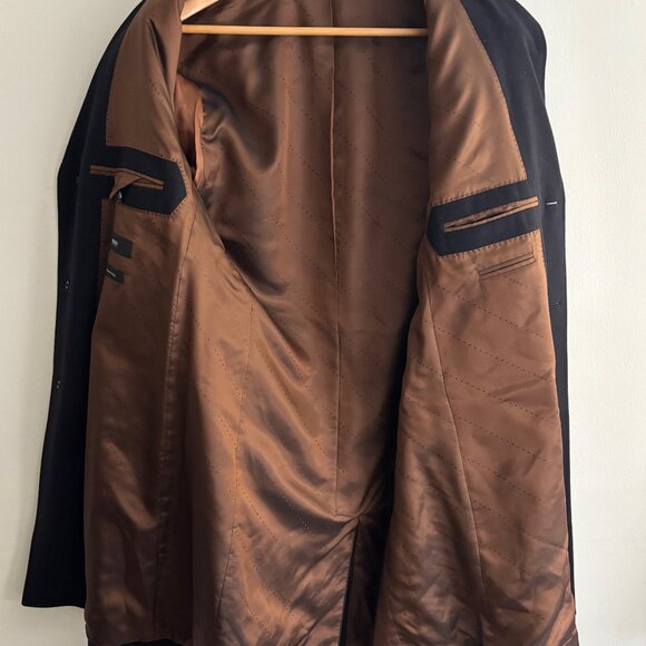 $995 Hugo Boss Navy Wool Cashmere Overcoat/ Top Coat- 40 Medium - Picture 6 of 15